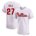 Odoa P.Phillies #27 Aaron Nola Player White Home Limited Elite Stitched Jerseys