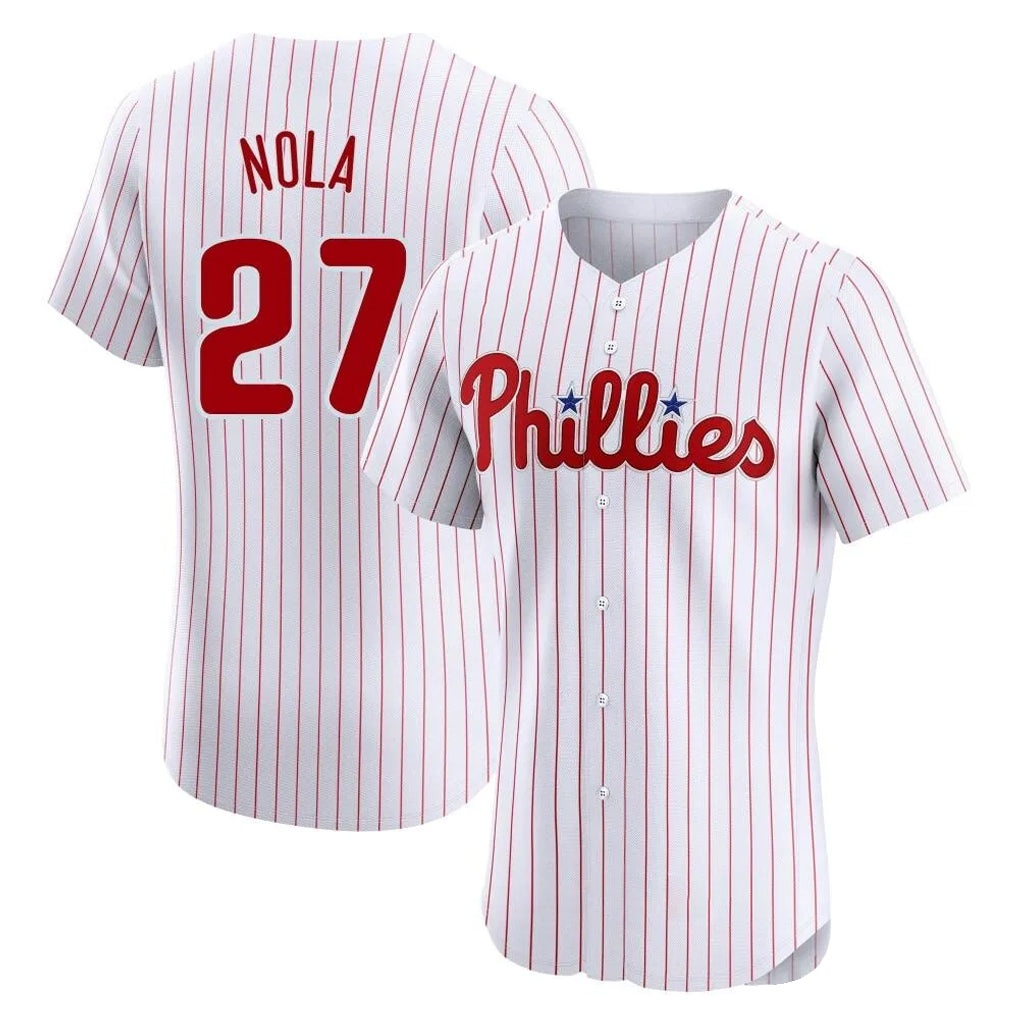 Odoa P.Phillies #27 Aaron Nola Player White Home Limited Elite Stitched Jerseys