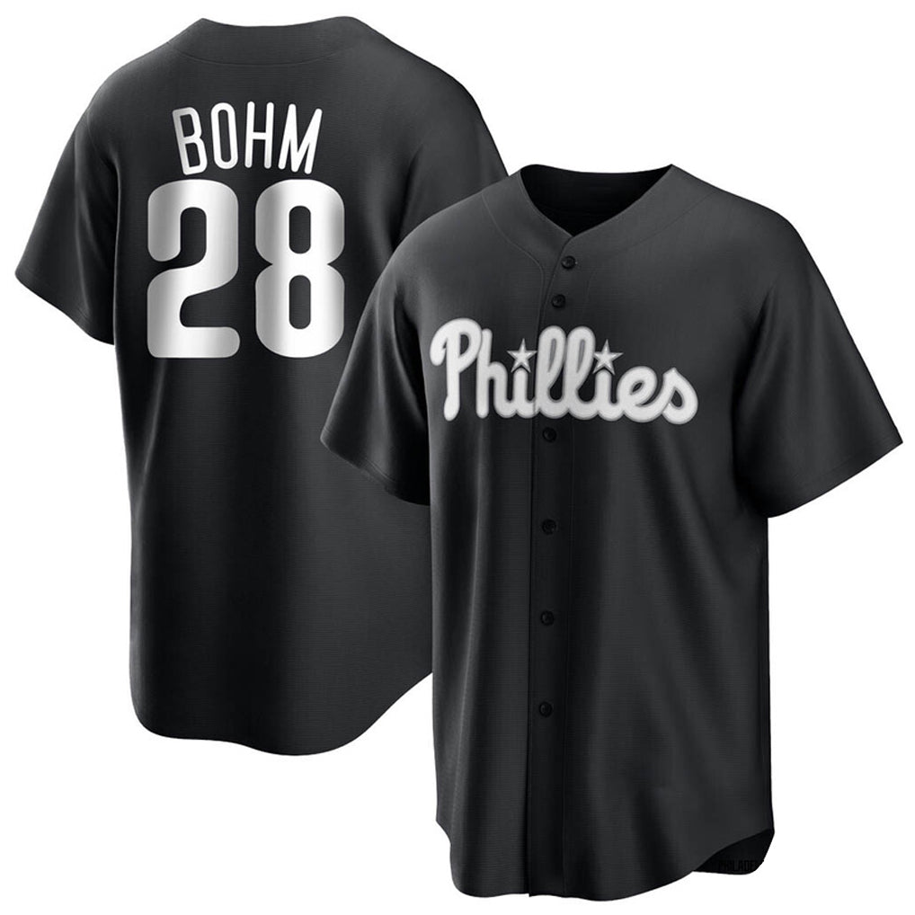 Odoa P.Phillies #28 Alec Bohm Player Black Home Game Stitched Jerseys
