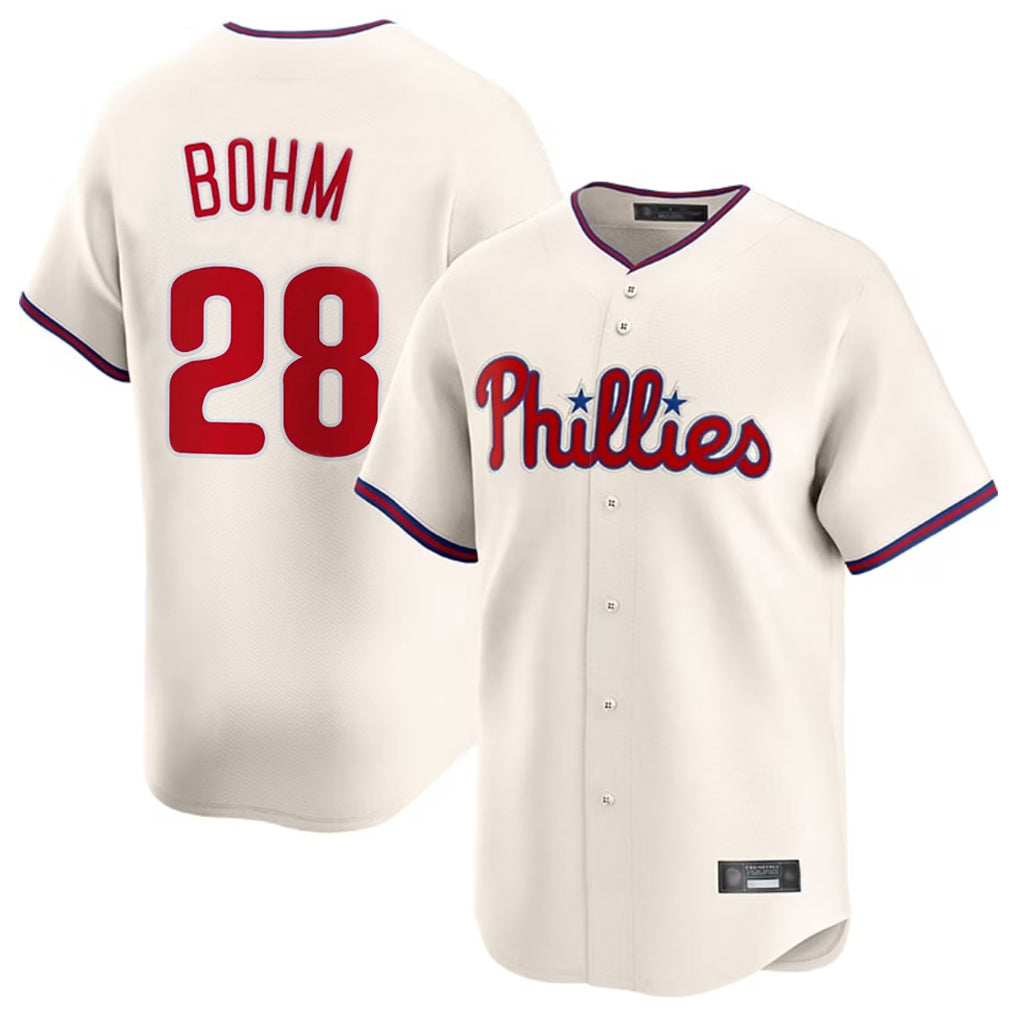 Odoa P.Phillies #28 Alec Bohm Player Cream Home Limited Stitched Jerseys
