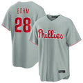 Odoa P.Phillies #28 Alec Bohm Player Gray Home Game Stitched Jerseys