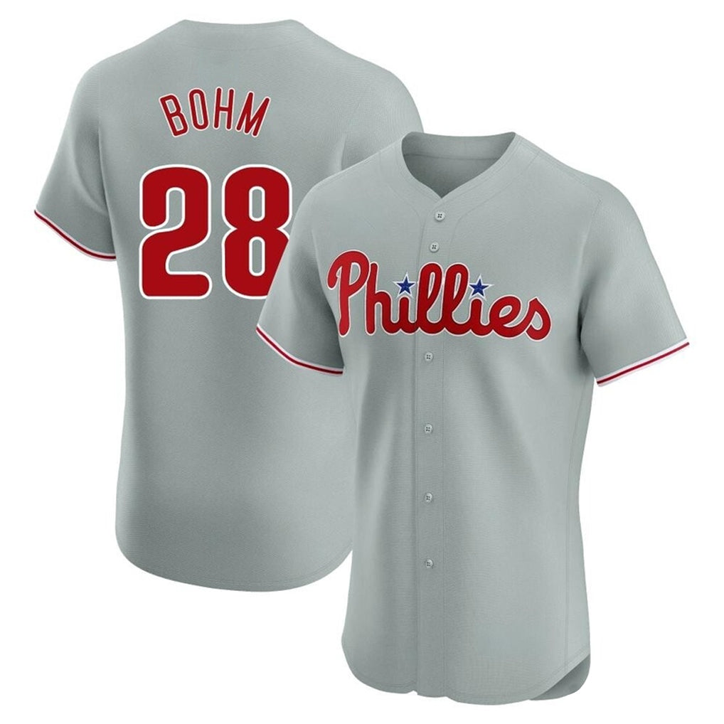 Odoa P.Phillies #28 Alec Bohm Player Gray Home Limited Elite Stitched Jerseys