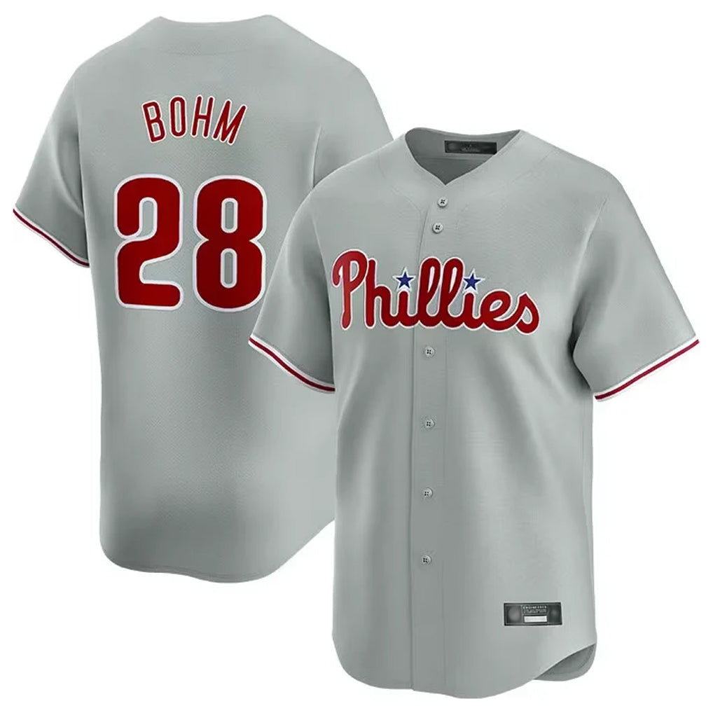 Odoa P.Phillies #28 Alec Bohm Player Gray Home Limited Stitched Jerseys