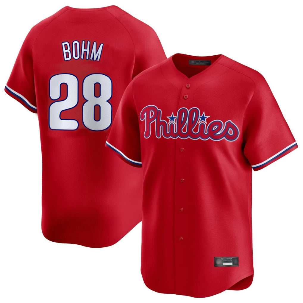 Odoa P.Phillies #28 Alec Bohm Player Red Home Limited Stitched Jerseys