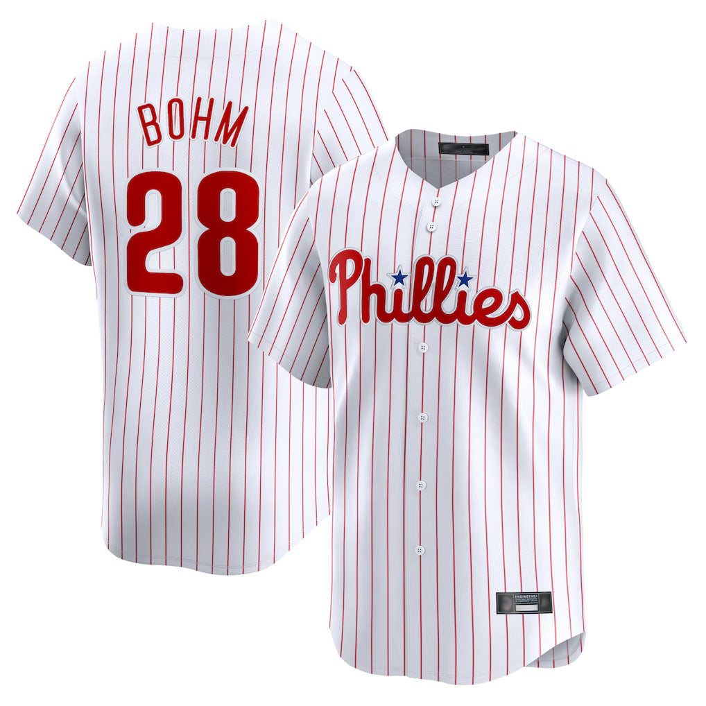 Odoa P.Phillies #28 Alec Bohm Player White Home Limited Stitched Jerseys