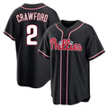 Odoa P.Phillies #2 Justin Crawford Player Black Fashion Out Home Game Stitched Jerseys