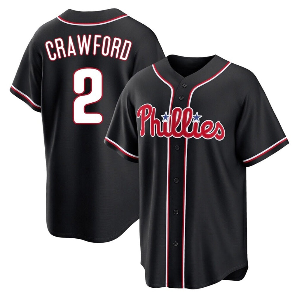 Odoa P.Phillies #2 Justin Crawford Player Black Fashion Out Home Game Stitched Jerseys