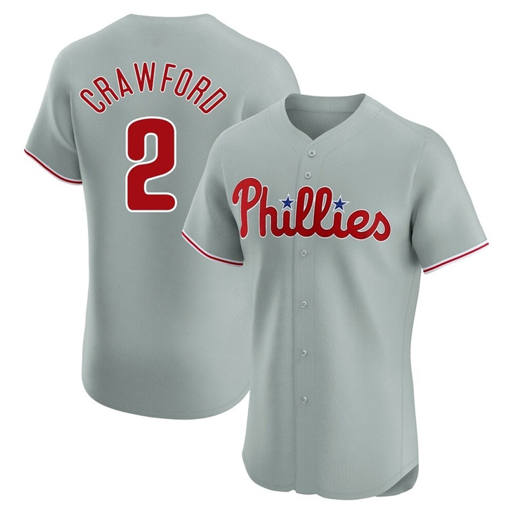 Odoa P.Phillies #2 Justin Crawford Player Gray Home Limited Elite Stitched Jerseys