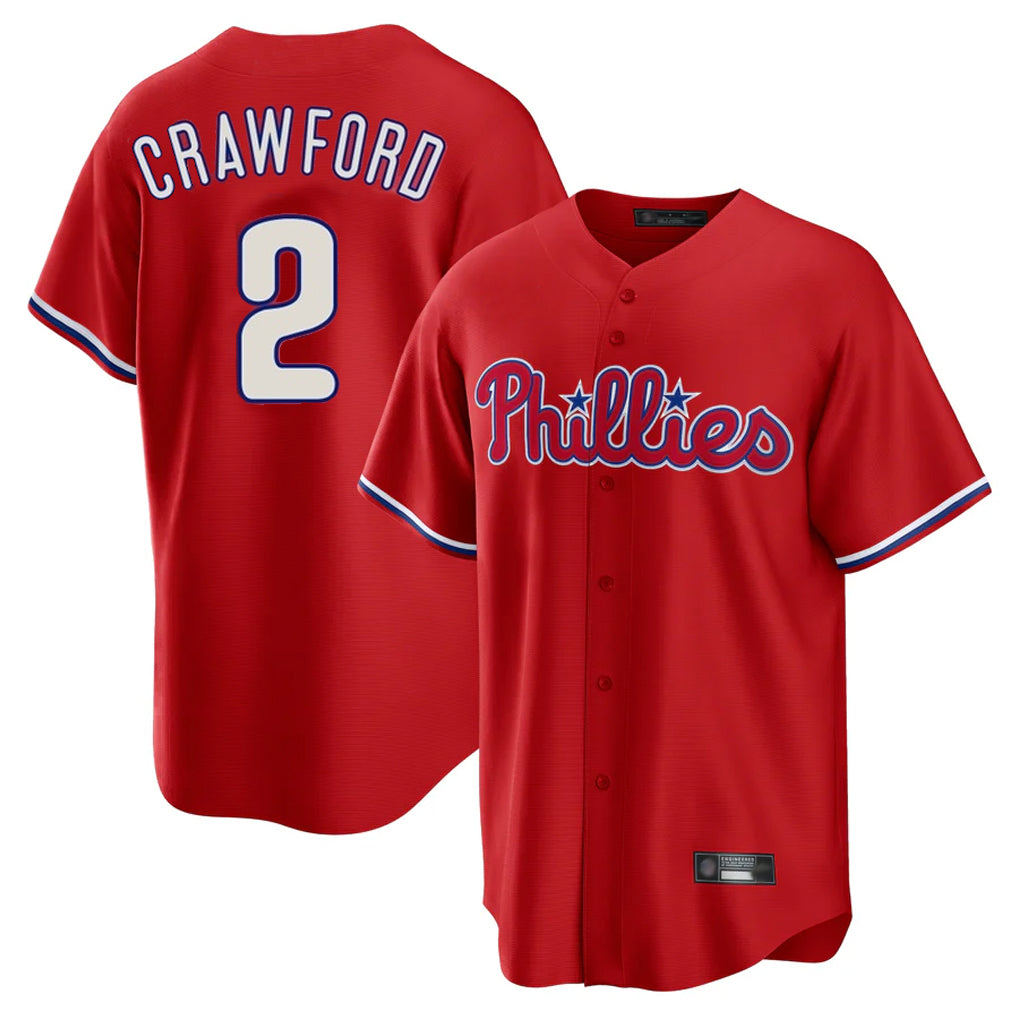 Odoa P.Phillies #2 Justin Crawford Player Red Home Game Stitched Jerseys