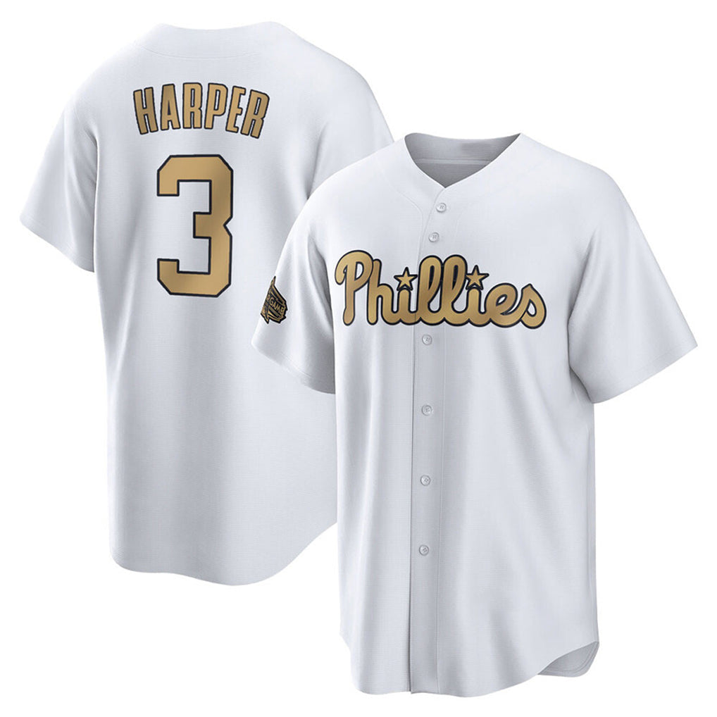 Odoa P.Phillies #3 Bryce Harper Player Gold All-Star Home Game Stitched Jerseys