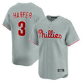 Odoa P.Phillies #3 Bryce Harper Player Gray Home Limited Stitched Jerseys
