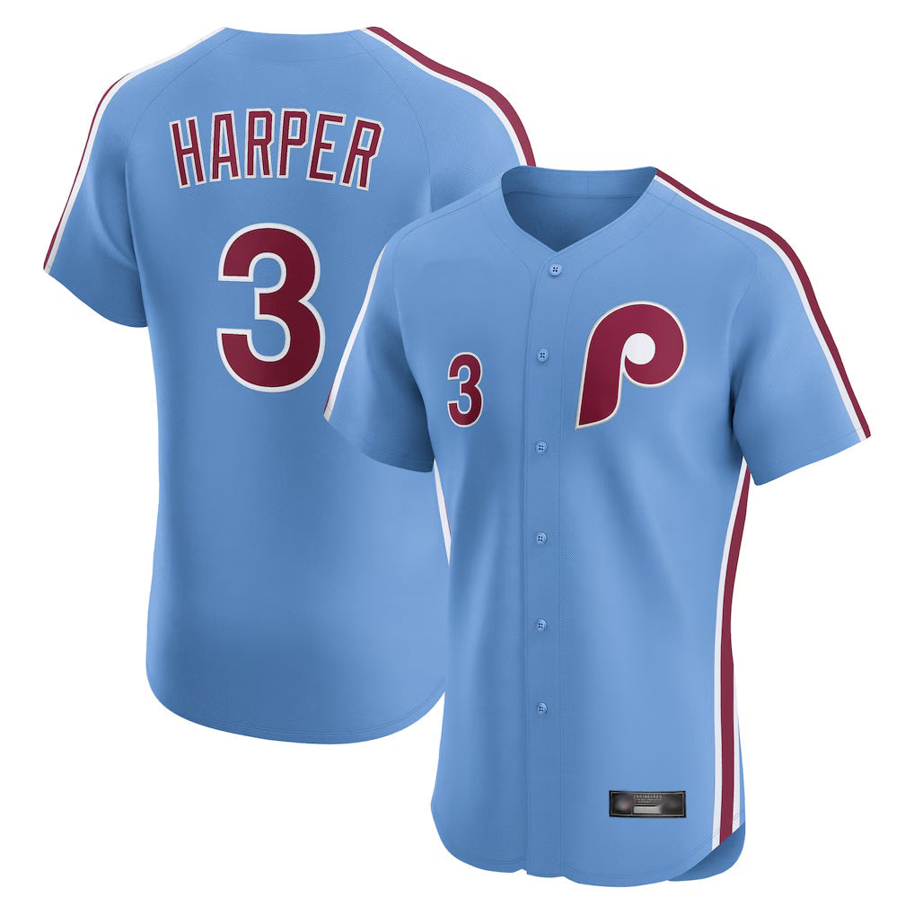 Odoa P.Phillies #3 Bryce Harper Player Light Blue Home Limited Elite Stitched Jerseys