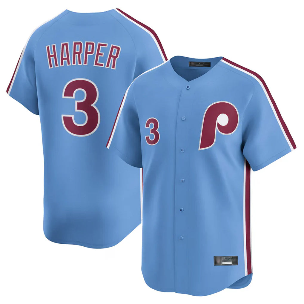 Odoa P.Phillies #3 Bryce Harper Player Light Blue Home Limited Stitched Jerseys