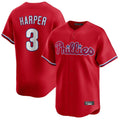 Odoa P.Phillies #3 Bryce Harper Player Red Home Limited Stitched Jerseys