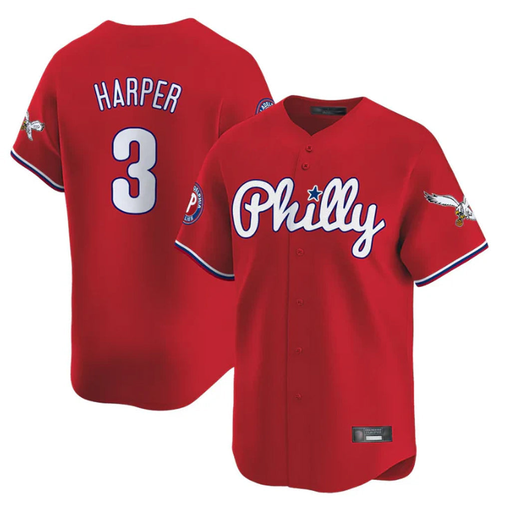 Odoa P.Phillies #3 Bryce Harper Player Red Phillies & Eagles Vapor Premier Limited Stitched Jerseys