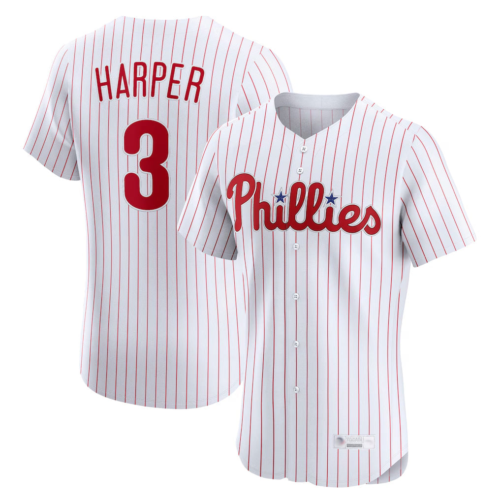 Odoa P.Phillies #3 Bryce Harper Player White Home Limited Elite Stitched Jerseys