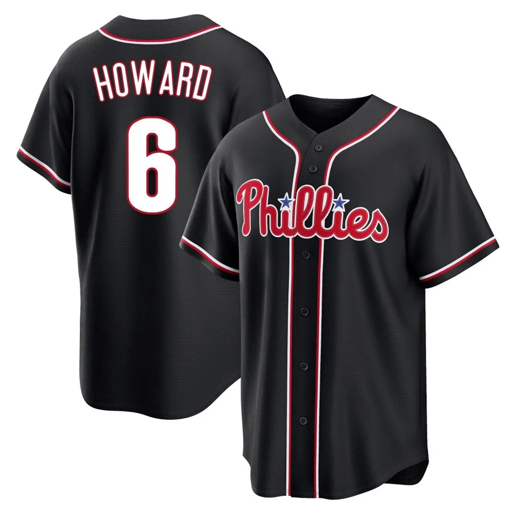 Odoa P.Phillies #6 Ryan Howard Player Black Fashion Out Home Game Stitched Jerseys