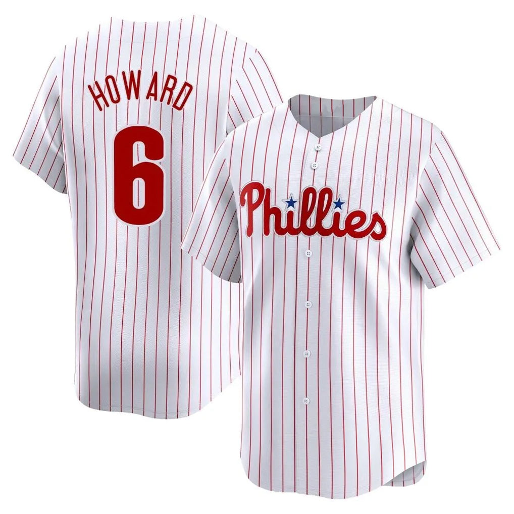 Odoa P.Phillies #6 Ryan Howard Player White Home Limited Stitched Jerseys