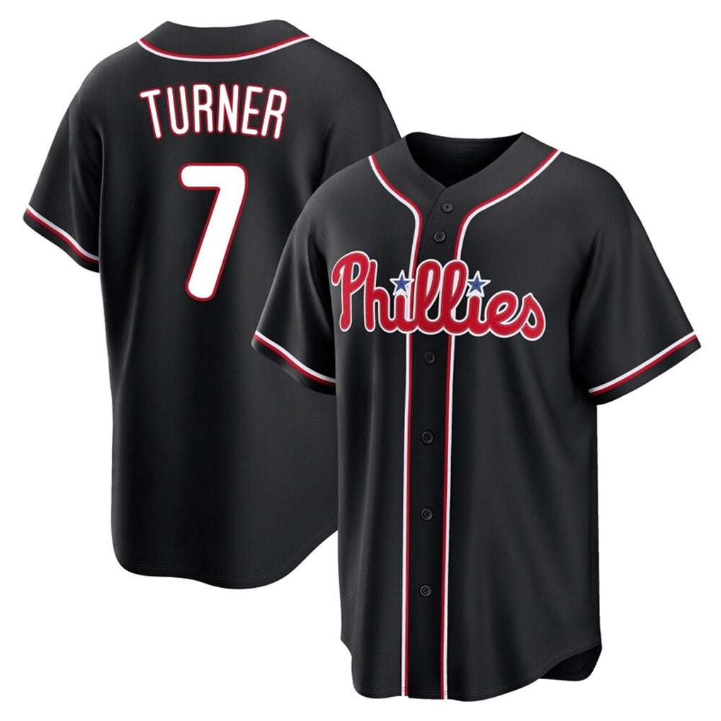 Odoa P.Phillies #7 Trea Turner Player Black Fashion Out Home Game Stitched Jerseys