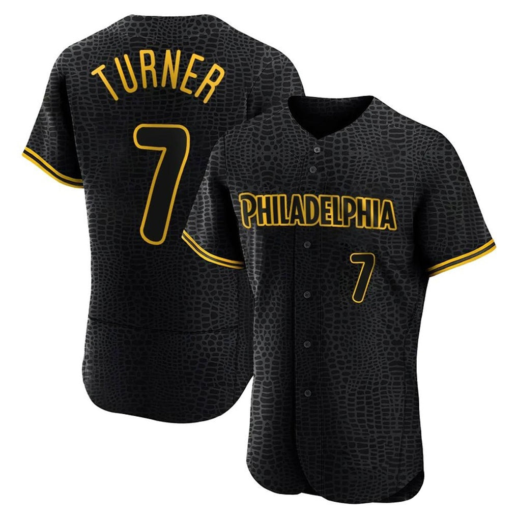 Odoa P.Phillies #7 Trea Turner Player Black Snake Skin City Home Limited Elite Stitched Jerseys