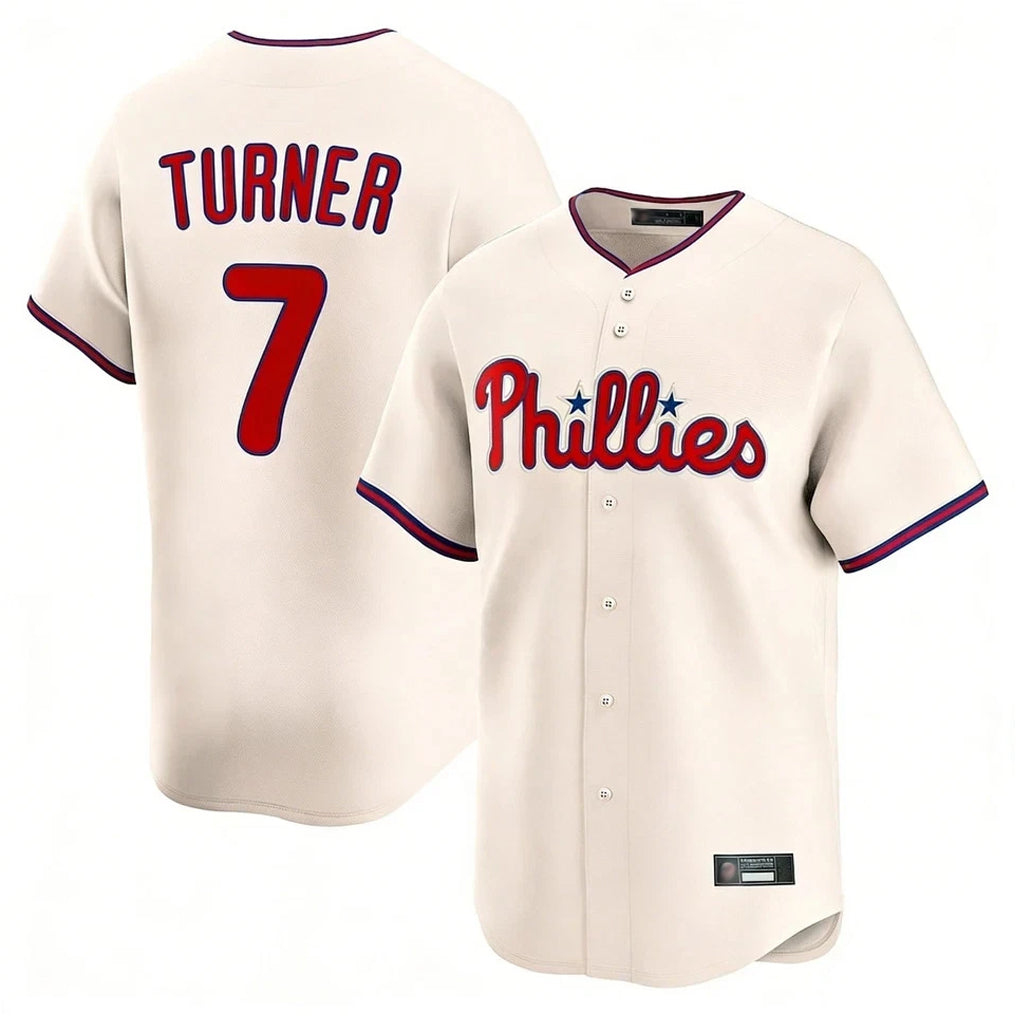 Odoa P.Phillies #7 Trea Turner Player Cream Home Limited Stitched Jerseys