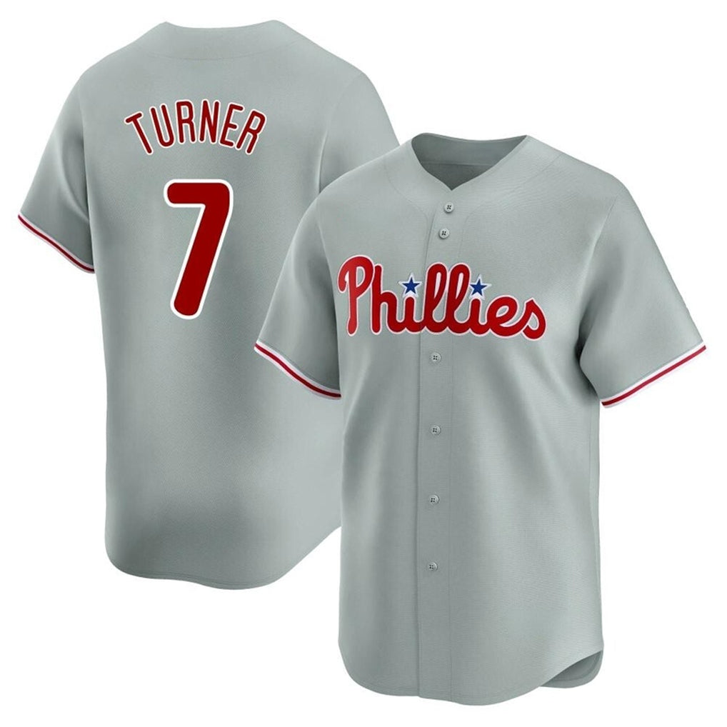 Odoa P.Phillies #7 Trea Turner Player Gray Home Limited Stitched Jerseys