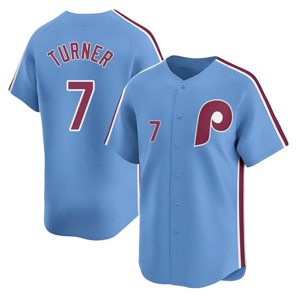 Odoa P.Phillies #7 Trea Turner Player Light Blue Home Limited Stitched Jerseys
