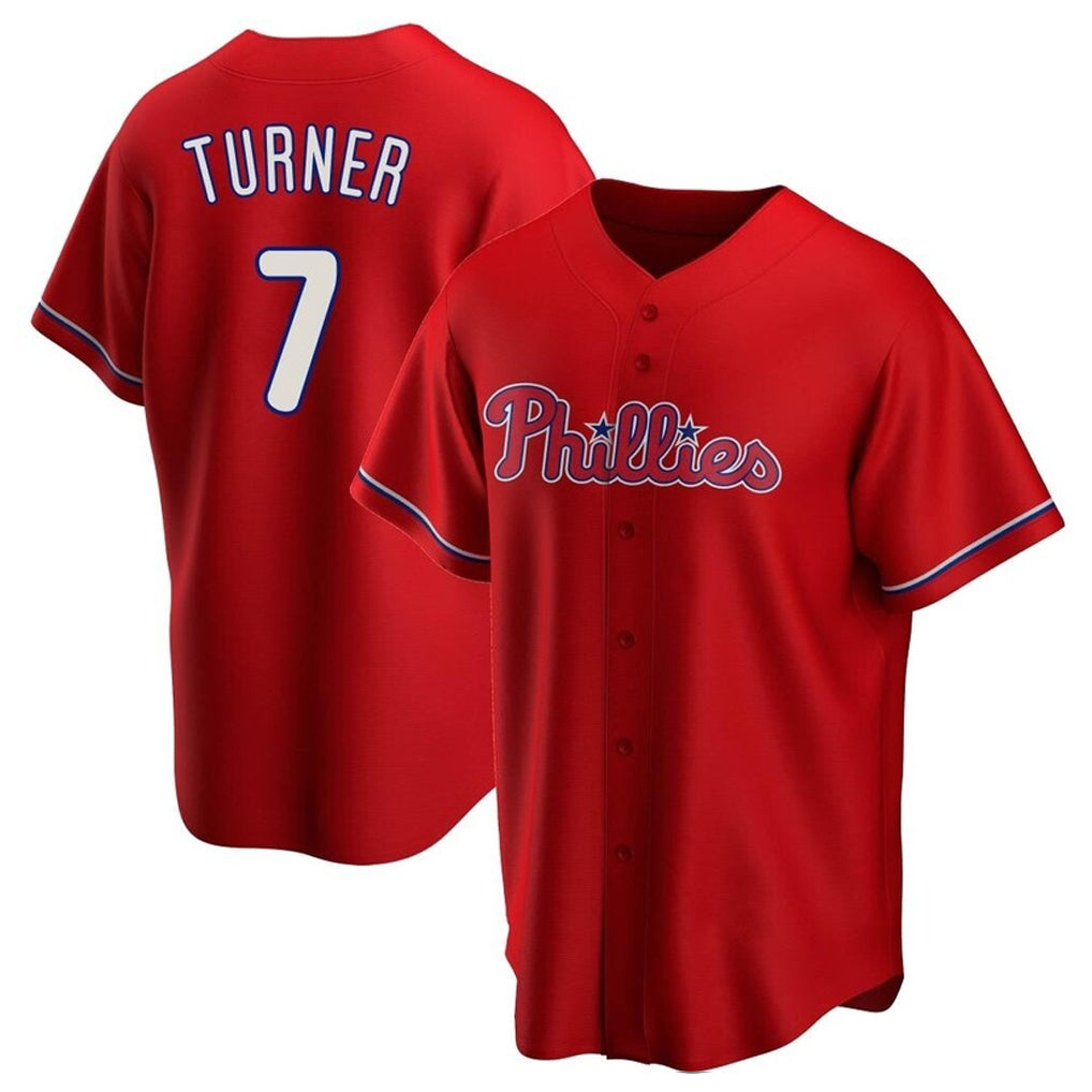 Odoa P.Phillies #7 Trea Turner Player Red Home Game Stitched Jerseys