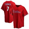 Odoa P.Phillies #7 Trea Turner Player Red Home Game Stitched Jerseys