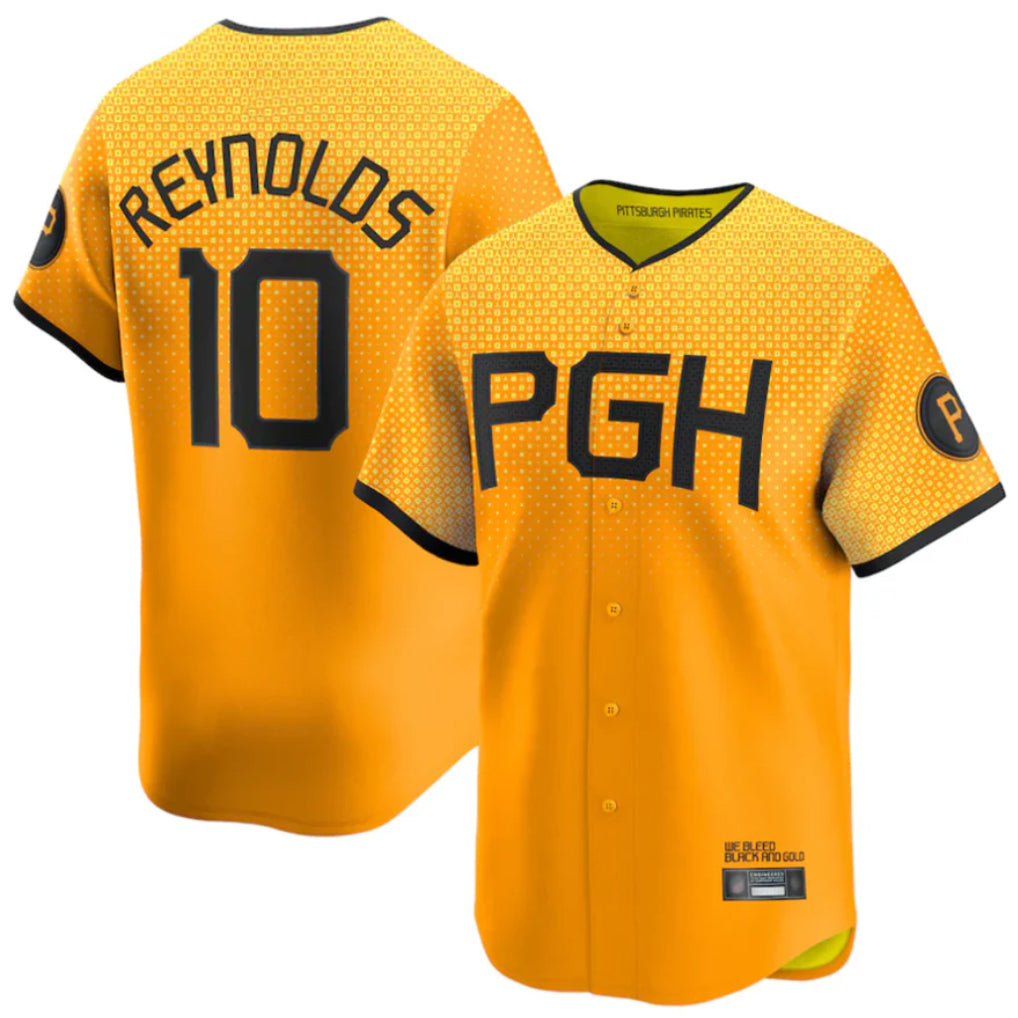 Odoa P.Pirates #10 Bryan Reynolds Player Gold City Connect Home Game Stitched Jerseys