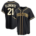 Odoa P.Pirates #21 Roberto Clemente Player Black Fashion Out Home Game Stitched Jerseys