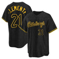 Odoa P.Pirates #21 Roberto Clemente Player Black Snake Skin City Home Limited Stitched Jerseys