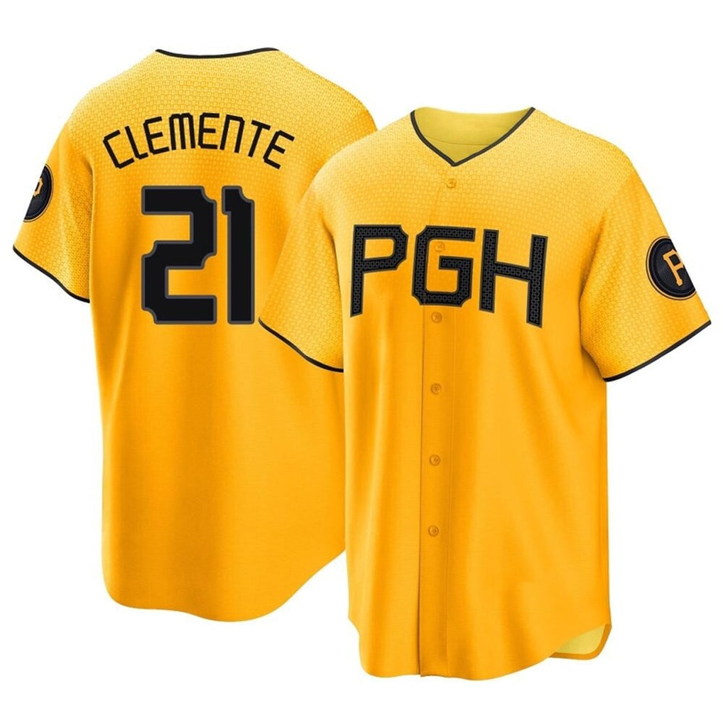 Odoa P.Pirates #21 Roberto Clemente Player Gold City Connect Home Game Stitched Jerseys