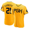 Odoa P.Pirates #21 Roberto Clemente Player Gold City Connect Home Limited Elite Stitched Jerseys