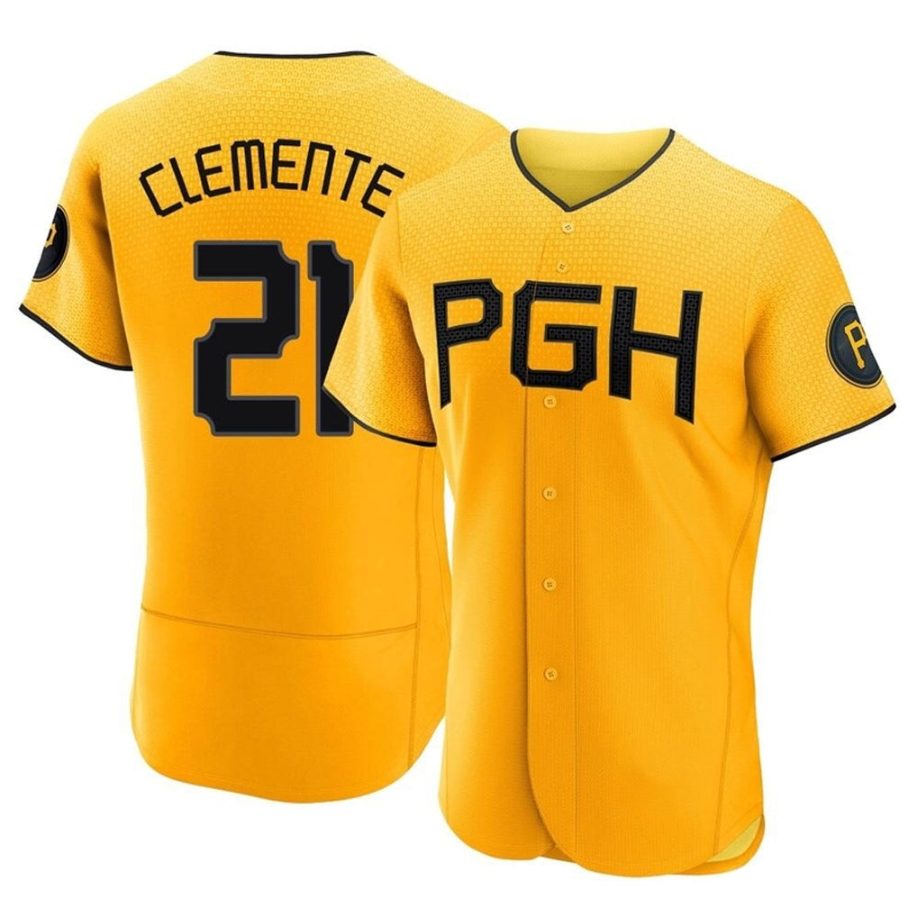Odoa P.Pirates #21 Roberto Clemente Player Gold City Connect Home Limited Elite Stitched Jerseys