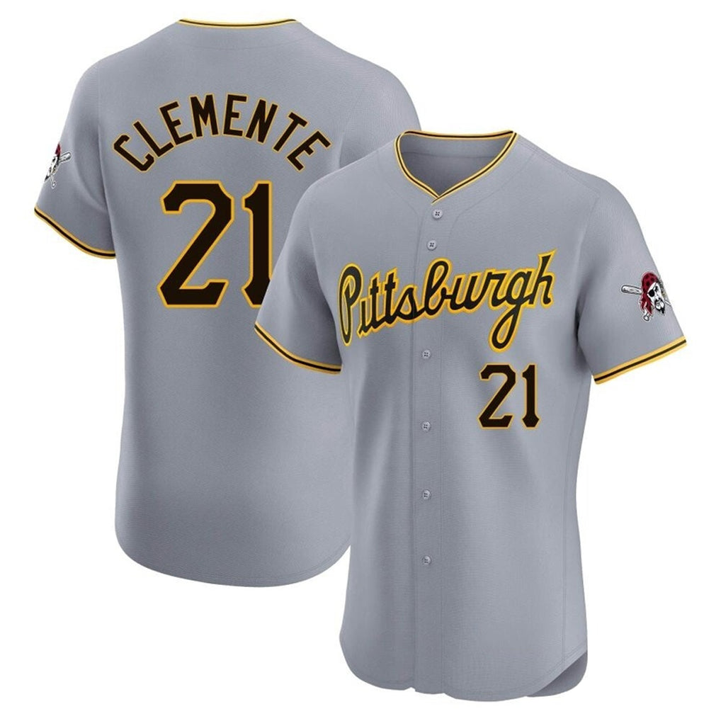 Odoa P.Pirates #21 Roberto Clemente Player Gray Road Home Limited Elite Stitched Jerseys