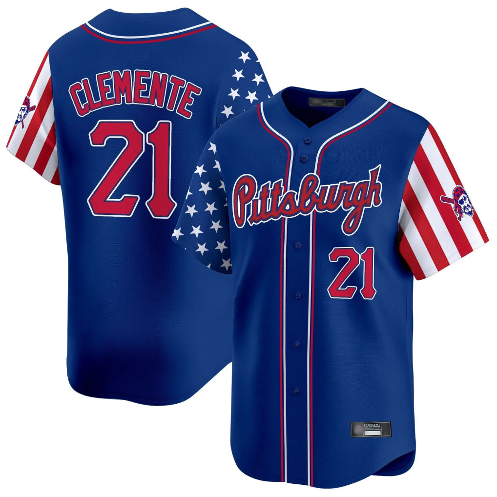 Odoa P.Pirates #21 Roberto Clemente Player Royal 2025 Independence Day Vapor Premier Limited Stitched Jerseys