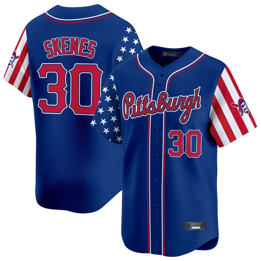 Odoa P.Pirates #30 Paul Skenes Player Royal 2025 Independence Day Vapor Premier Limited Stitched Jerseys