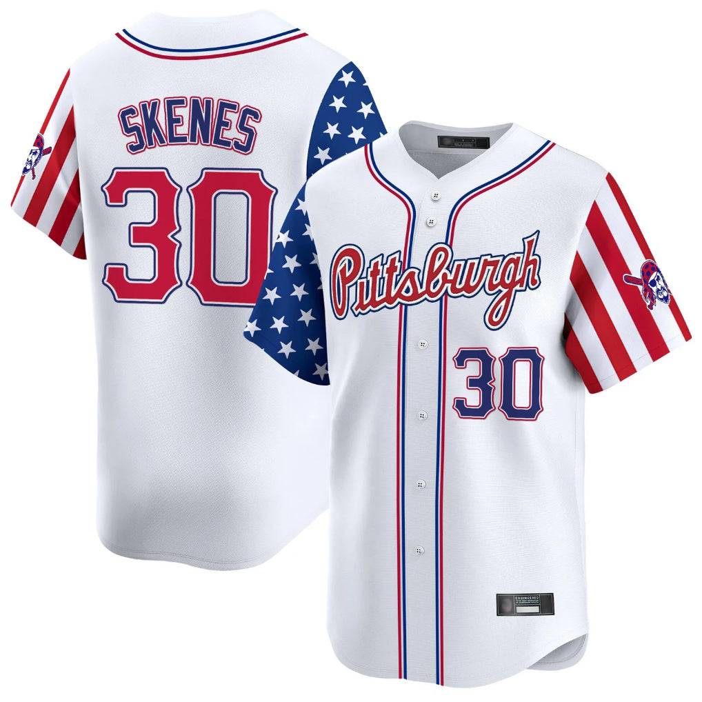 Odoa P.Pirates #30 Paul Skenes Player White 2025 Independence Day Vapor Premier Limited Stitched Jerseys