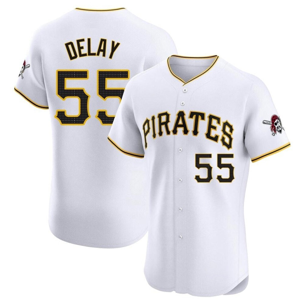 Odoa P.Pirates #55 Jason Delay Player White Home Limited Elite Stitched Jerseys