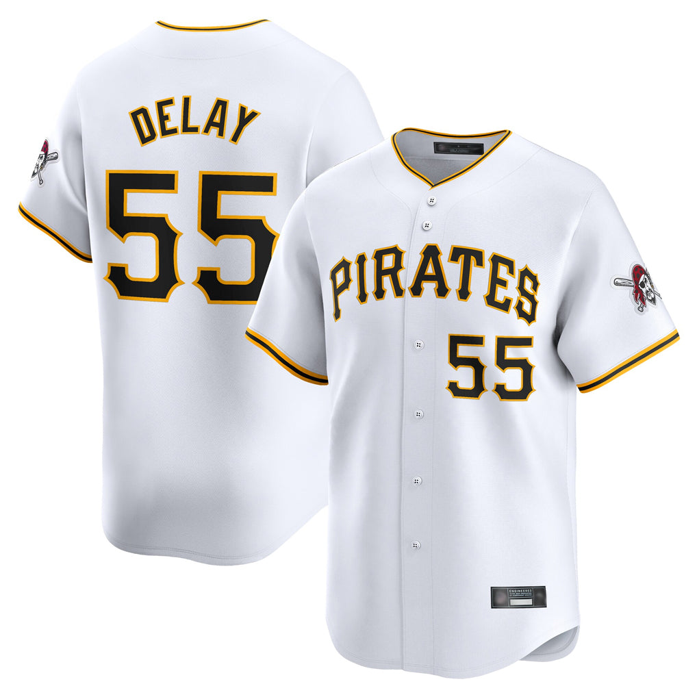 Odoa P.Pirates #55 Jason Delay Player White Home Limited Stitched Jerseys