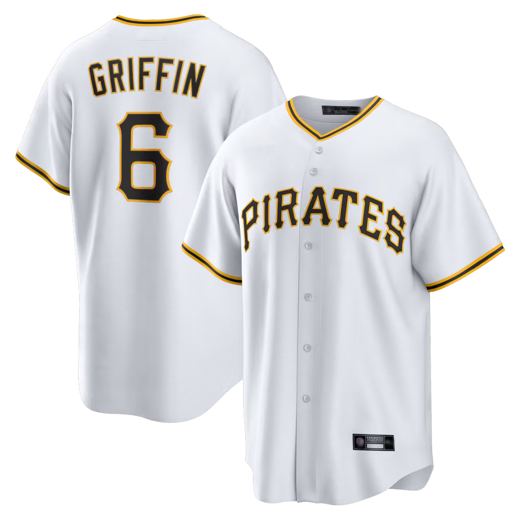 Odoa P.Pirates #6 Konnor Griffin Player White Home Game Stitched Jerseys