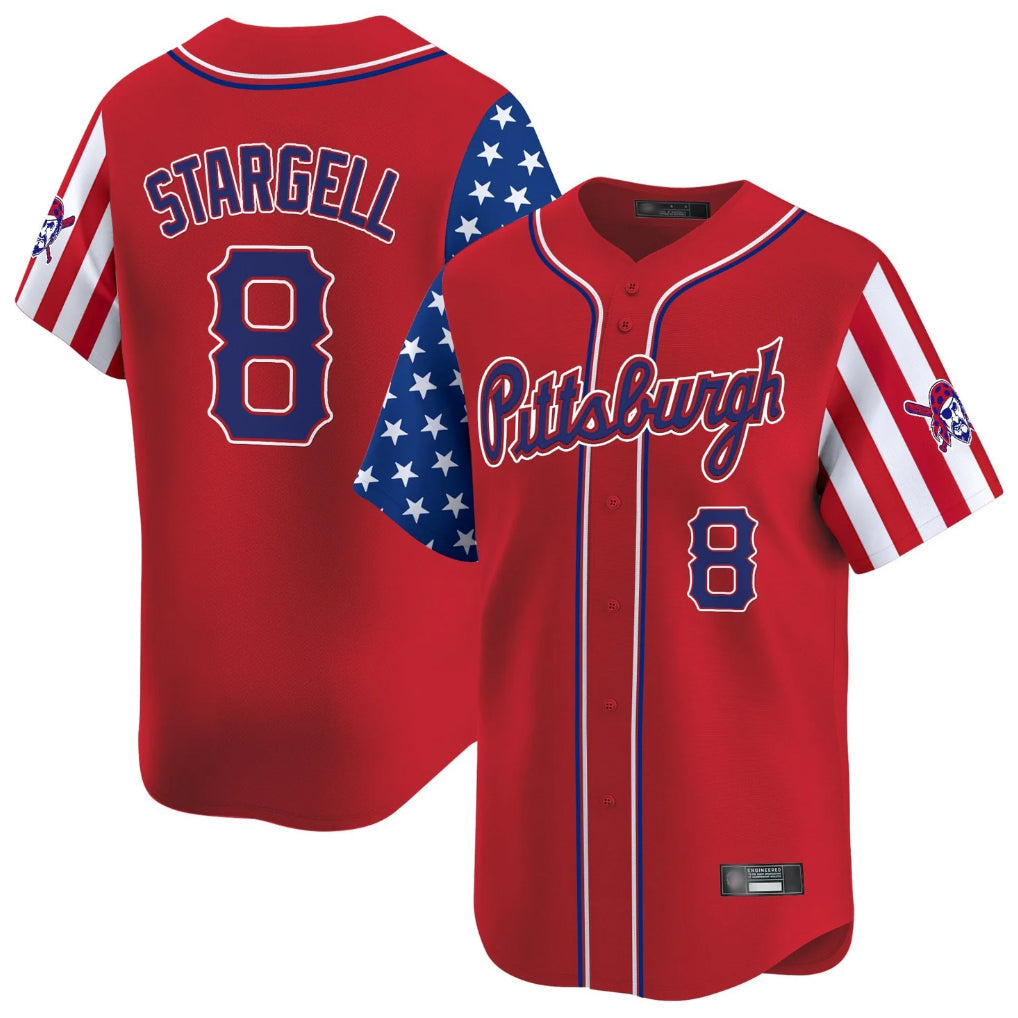 Odoa P.Pirates #8 Willie Stargell Player Red 2025 Independence Day Vapor Premier Limited Stitched Jerseys