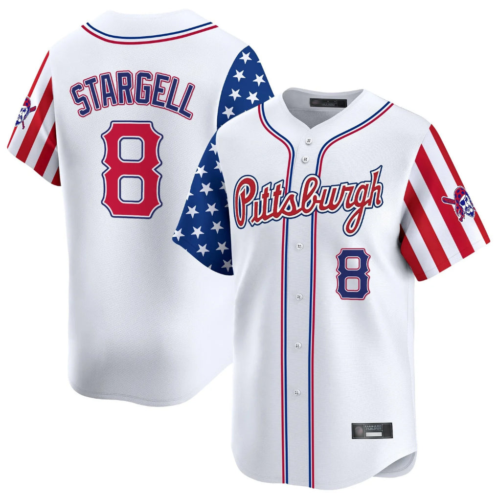 Odoa P.Pirates #8 Willie Stargell Player White 2025 Independence Day Vapor Premier Limited Stitched Jerseys