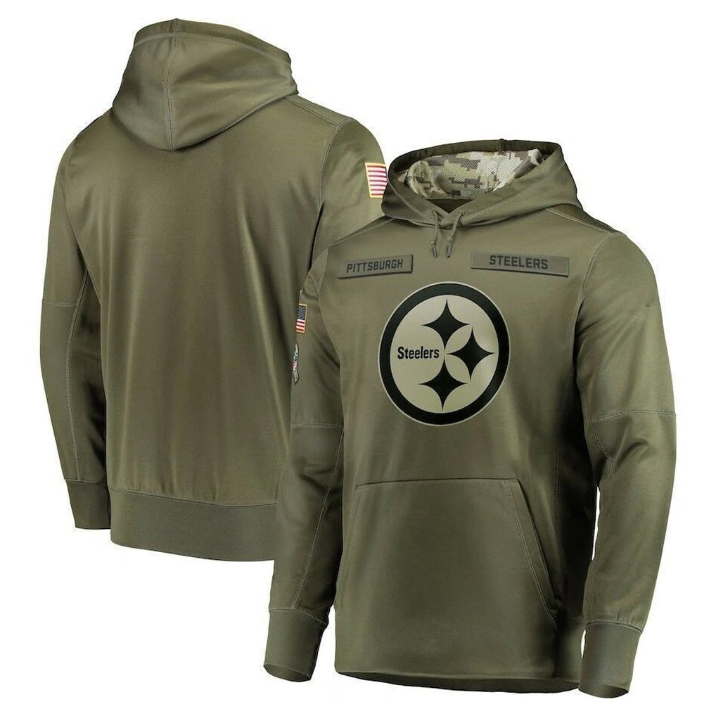 Odoa P.Steelers Olive Salute to Service Pullover Hoodie Home Game Blank Player Stitched Jerseys