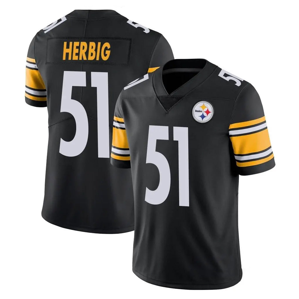 Odoa P.Steelers #51 Nick Herbig Player Black Limited Vapor Untouchable Home Game Stitched Jerseys