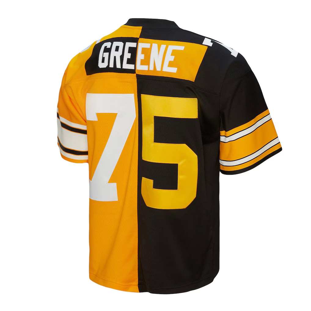 Odoa P.Steelers #75 Joe Greene Mitchell & Ness BlackGold 1976 Split Legacy Stitched Puhic Replica Jersey