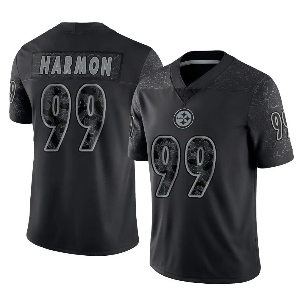 Odoa P.Steelers #99 Derrick Harmon Player Black Reflective Limited Home Game Stitched Jerseys