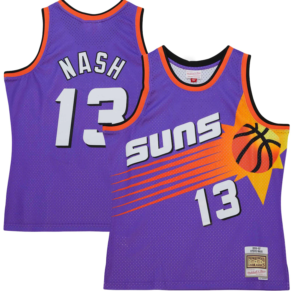 Odoa P.Suns #13 Steve Nash Mitchell & Ness Purple Hardwood Classics 199697 Tropical Swingman Stitched Jerseys