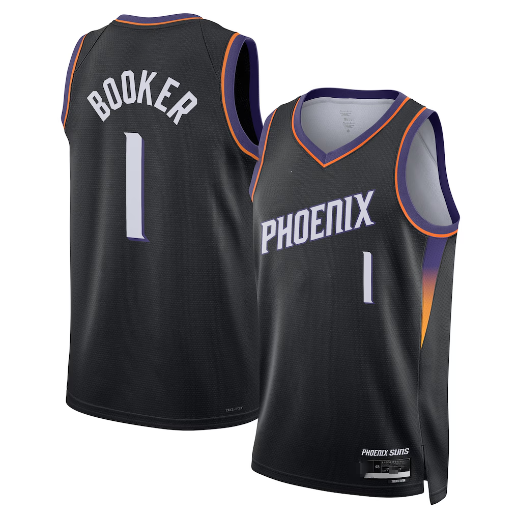 Odoa P.Suns #1 Devin Booker Black Swingman Stitched Jerseys- Statement Edition